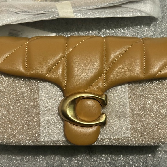 Coach Quilted Pillow Leather Tabby Wristlet w/ Chain Crossbody Bag Brown CP018 - Picture 8 of 12